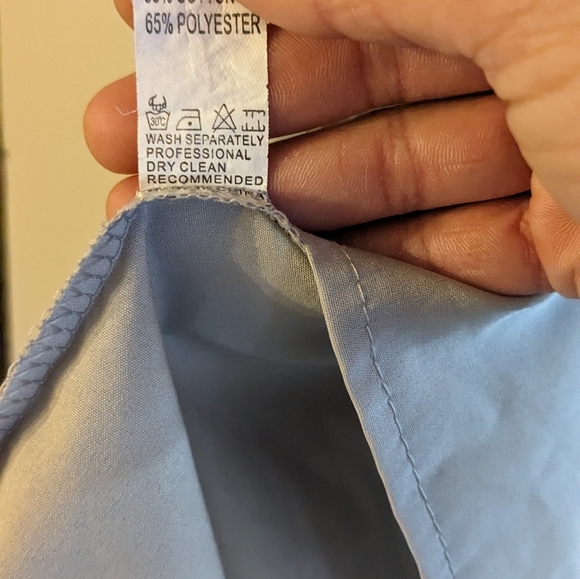 Grey long sleeve blouse with faux pearl button - Picture 4 of 5